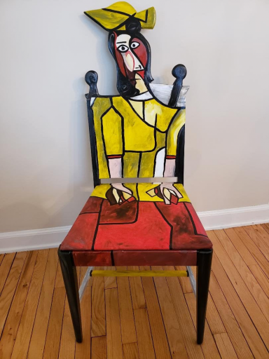 Picasso's Femme au Chapeau chair painted by Artist Todd Fendos
